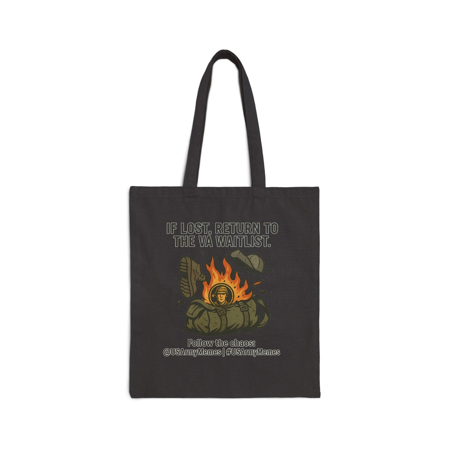 Cotton Canvas Tote Bag with Military Humor & Floral Design, Eco-friendly Bag, Gift for Veterans, Army Spouse Tote, Casual Shopping Bag