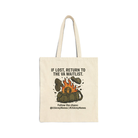Cotton Canvas Tote Bag with Military Humor & Floral Design, Eco-friendly Bag, Gift for Veterans, Army Spouse Tote, Casual Shopping Bag