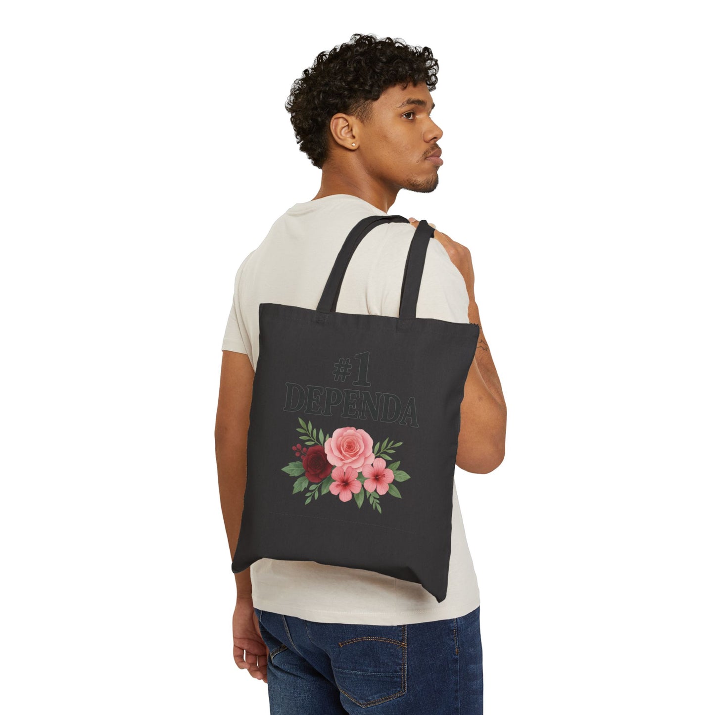 Cotton Canvas Tote Bag with Military Humor & Floral Design, Eco-friendly Bag, Gift for Veterans, Army Spouse Tote, Casual Shopping Bag
