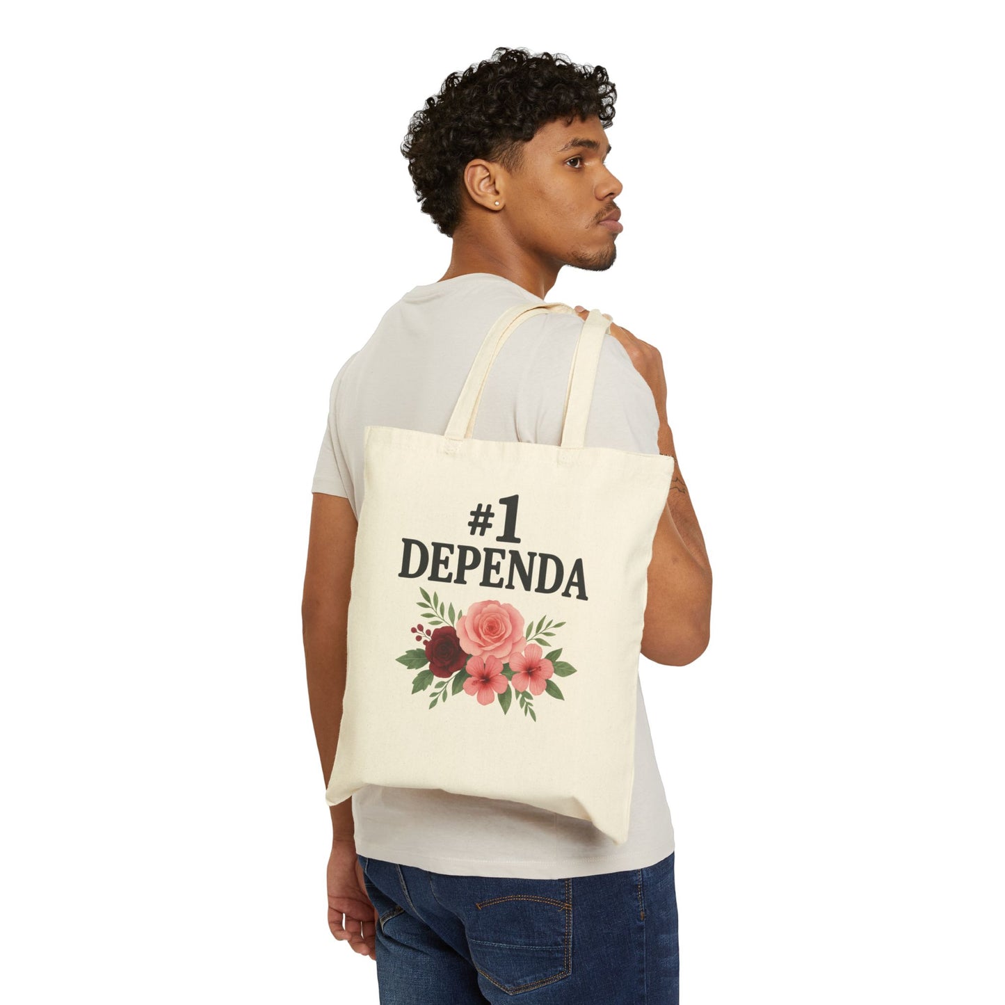 Cotton Canvas Tote Bag with Military Humor & Floral Design, Eco-friendly Bag, Gift for Veterans, Army Spouse Tote, Casual Shopping Bag